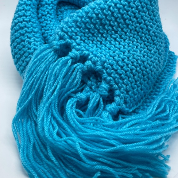 Hand Crafted Accessories - Handmade Blue Crochet Scarf With Tassels